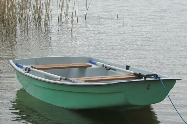Łódka łódź wędkarska płaskodenna wiosłowa motorowa nowa.