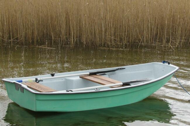 Łódka łódź wędkarska płaskodenna wiosłowa motorowa nowa.