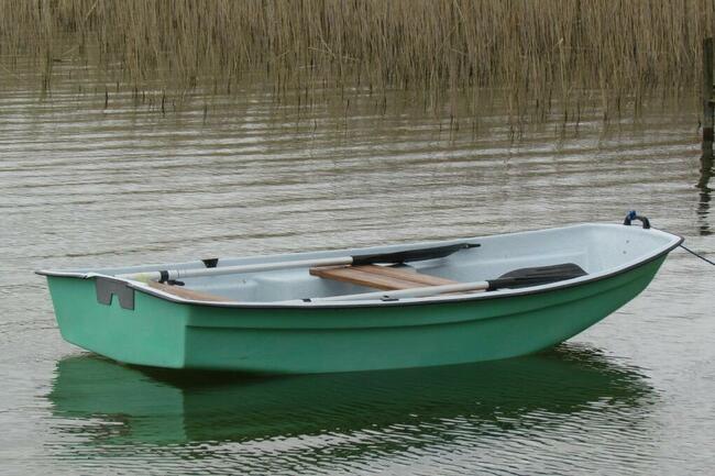 Łódka łódź wędkarska płaskodenna wiosłowa motorowa nowa.