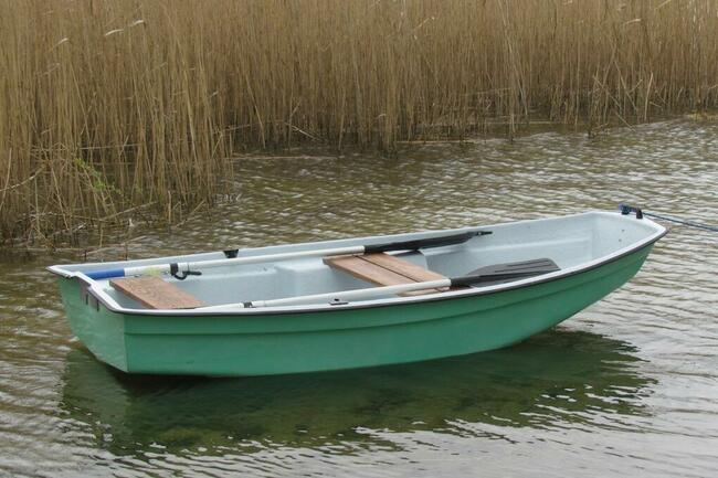 Łódka łódź wędkarska płaskodenna wiosłowa motorowa nowa.