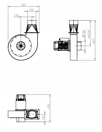 WENTYLATOR transportowy ODCIĄG TROCIN PODAJNIK promieniowy