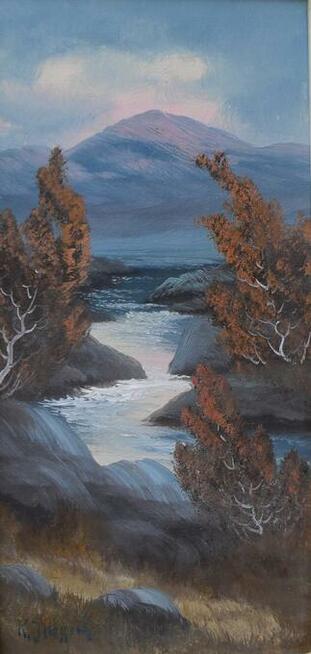 Obraz Olejny na Płótnie Pejzaż , sygnowany 65 x 37 cm