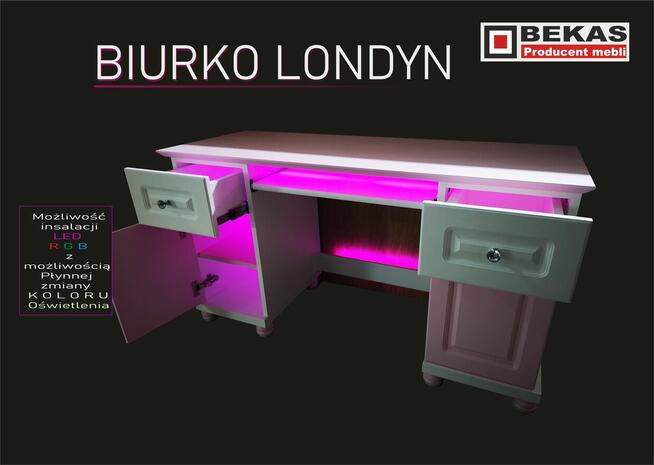 Białe Biurko LONDYN 120` (2D-2s) White OAK Dąb BEKAS MEBLE