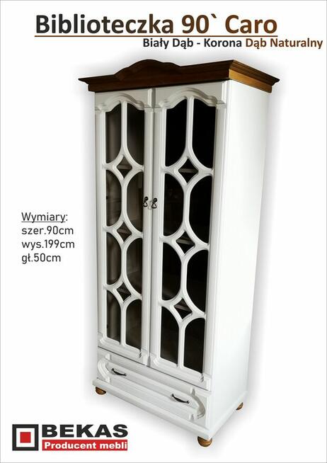 Biała biblioteczka Caro 90`Biały Dąb Skandynawia Bekas Meble
