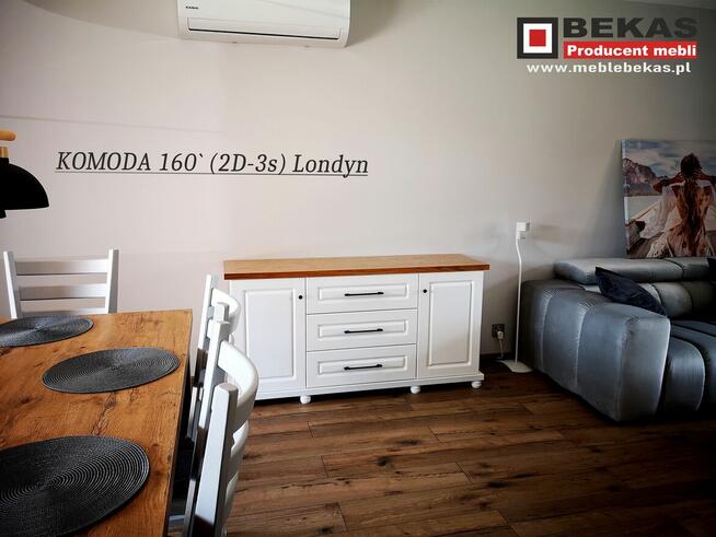 Śliczna Komoda LONDYN Biała z Dębowym Blatem BEKAS Producent