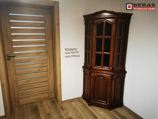 Stylowy Komplet Włoski Witryna180 i Narożnik Bursztyn Bekas