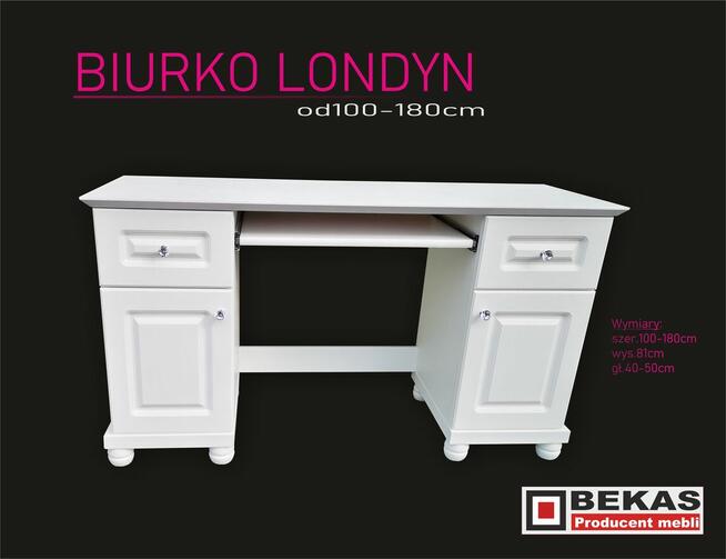 Białe Biurko LONDYN 120` (2D-2s) White OAK Dąb BEKAS MEBLE