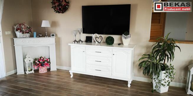 Śliczna Komoda LONDYN Biała z Dębowym Blatem BEKAS Producent