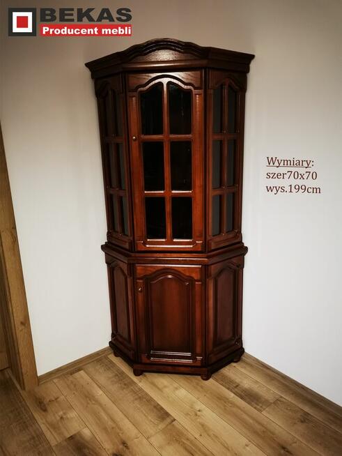 Stylowy Komplet Włoski Witryna180 i Narożnik Bursztyn Bekas