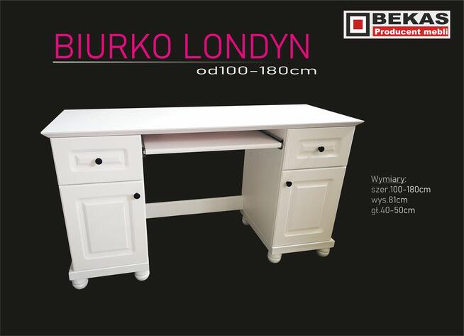 Białe Biurko LONDYN 120` (2D-2s) White OAK Dąb BEKAS MEBLE