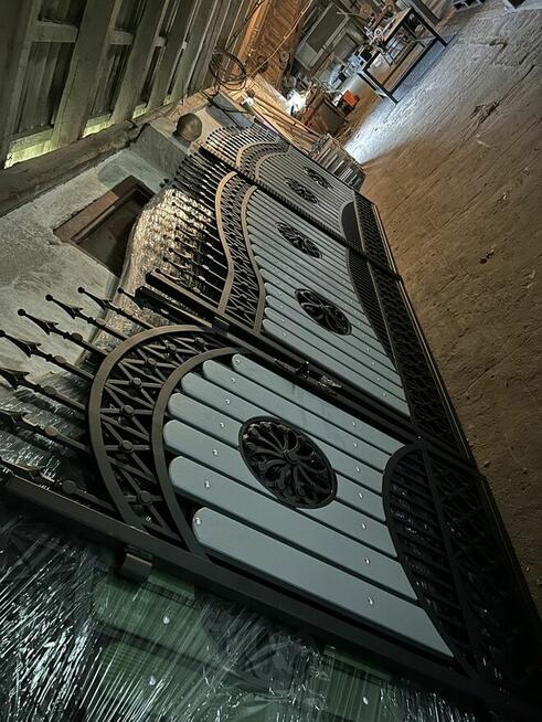 Brama Wjazdowa Dwuskrzydłowa Kuta Pręt Pełny 14/14