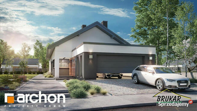 Nowoczesny parterowy dom pod lasem,