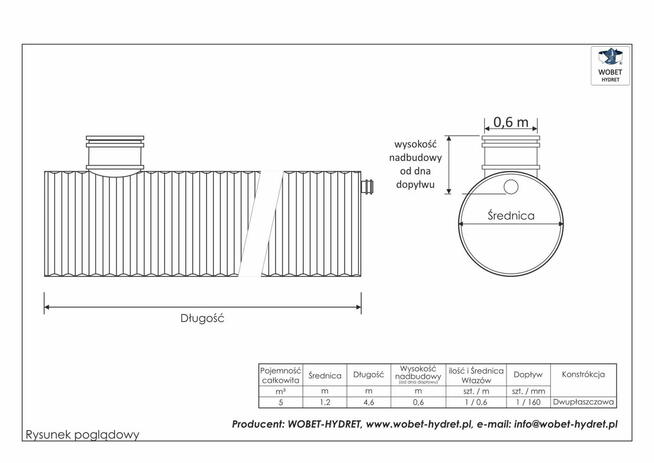 Zbiornik na szambo dwupłaszczowy 5 m3 HDPE Z