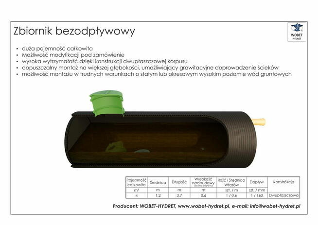 Zbiornik na szambo dwupłaszczowy 5 m3 HDPE Z