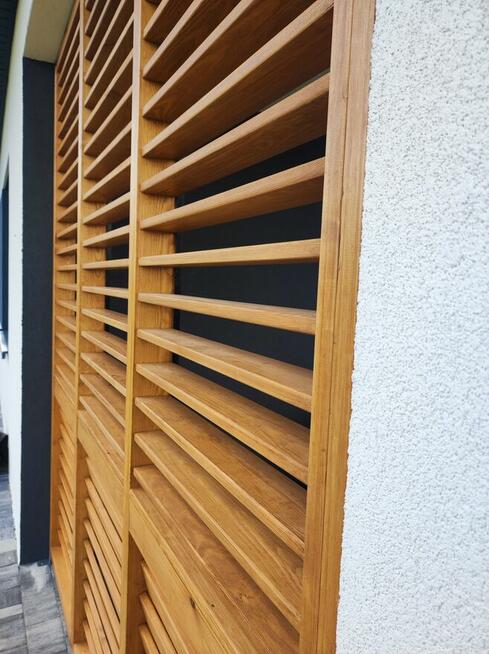 Rolety drewniane regulowane ruchome żaluzje tarasowe ogrodow