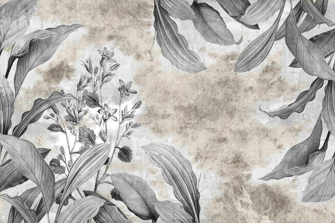 Tapeta szare liscie beton