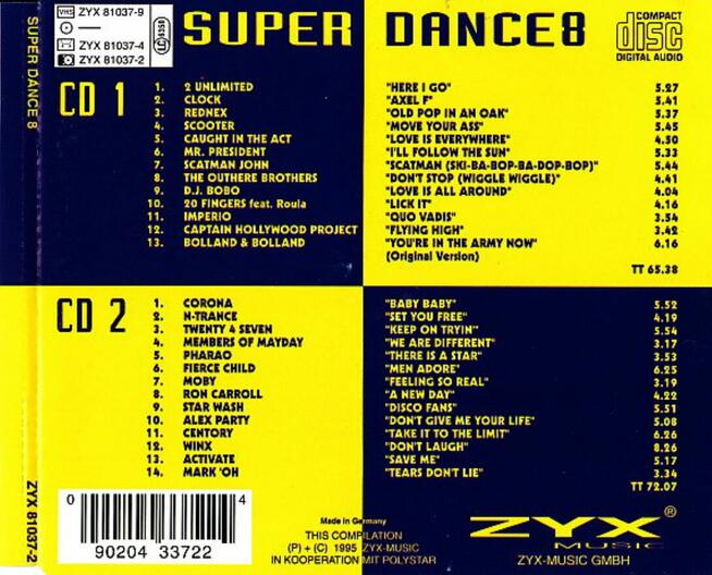 SUPER DANCE 8 ZYX MUSIC 1995 płyta CD w etui Germany