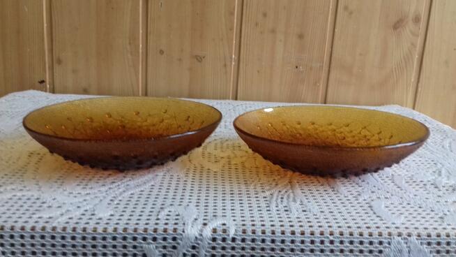 Miseczka szklana okrągła w kolorze bursztynu, Vintage,