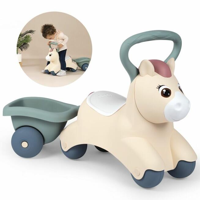 SMOBY Little Pierwszy Jeżdzik Pony Ride-On Kucyk z Przyczepk