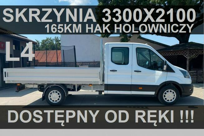 Ford Transit Skrzynia 3300 X 2100 165KM Hak. 7-os. Podwójna kabina od ręki 1783zł