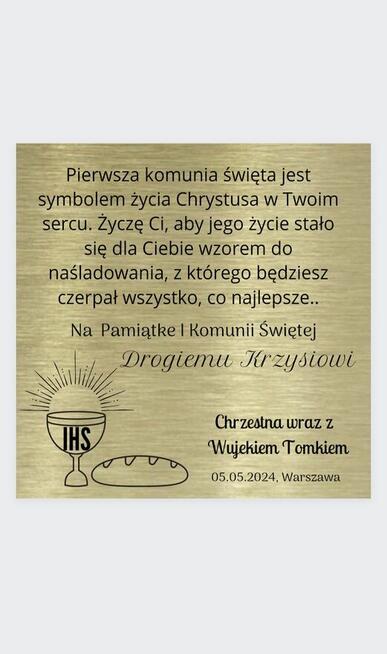 Kartka aluminiowa Elegancka srebrna złota komunia inne