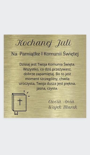 Kartka aluminiowa Elegancka srebrna złota komunia inne