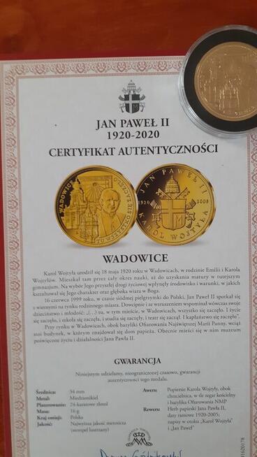 Kpl. medali (pozłacane i złoty) - 100 rocznica urodzin JPII