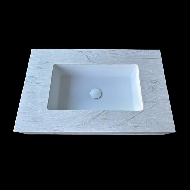 Umywalka prostokątna zintegrowana z blatem, marmo