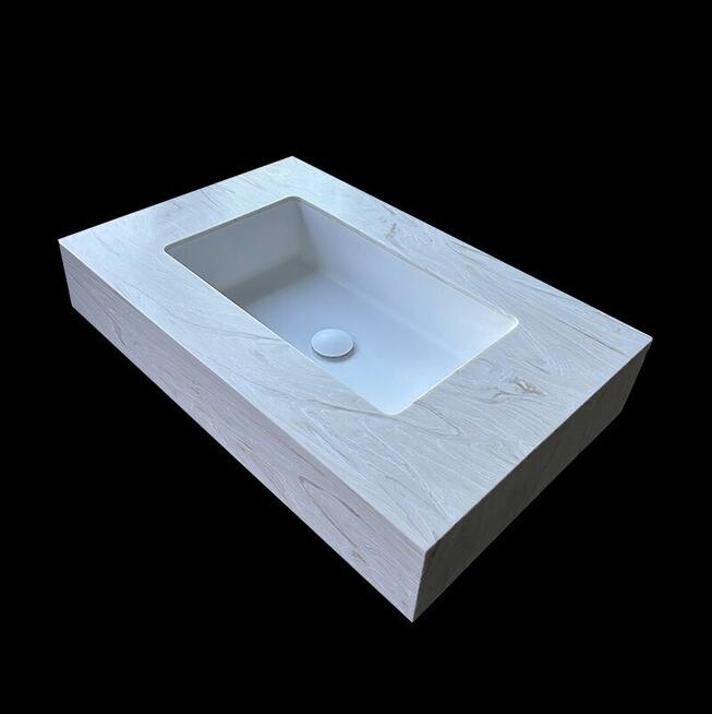 Umywalka prostokątna zintegrowana z blatem, marmo