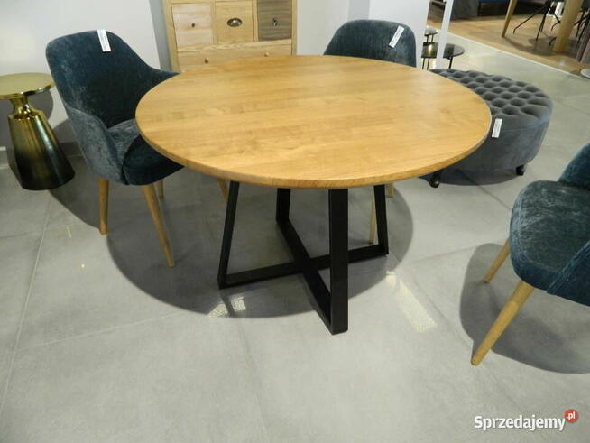 Stół okrągły 110cm, lity Dąb Premium lakier OKAZJA