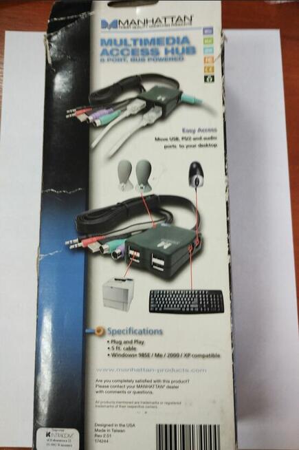 Multimedialny HUB komputerowy Manhattan PS2, USB, AUDIO