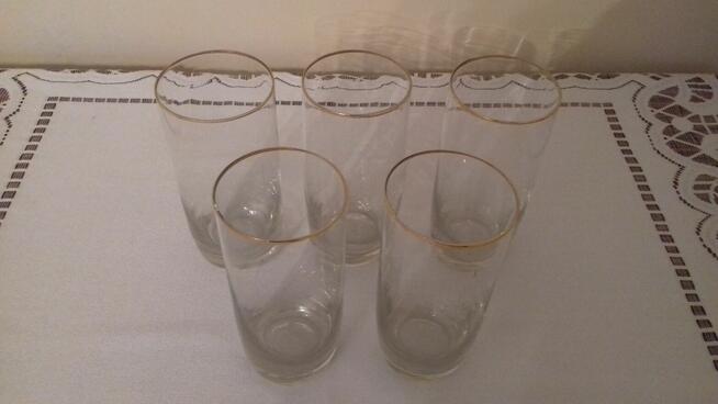 Szklanki wysokie ze złotym brzegiem, Vintage, do sprzedania