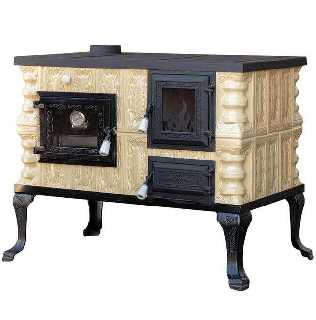 Kaflowa kuchnia węglowa 2K+S+S+ŻD retro