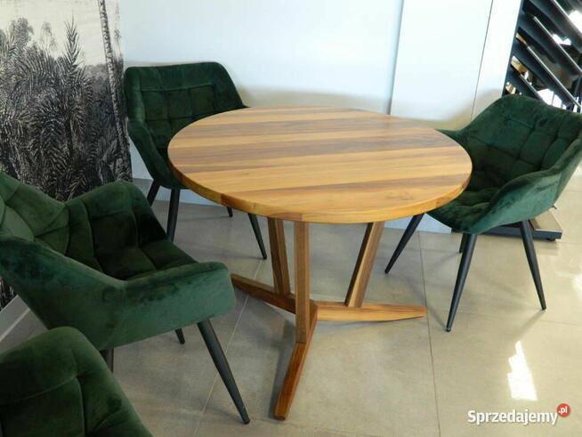 Stół okrągły 100cm, lity Orzech Amerykański lakier