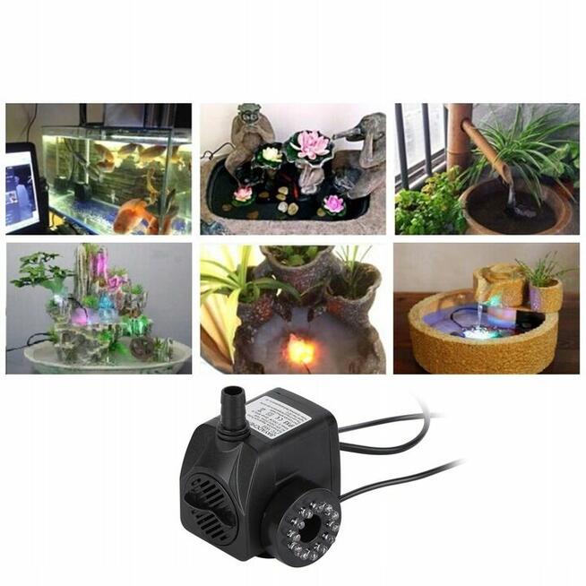 Pompa wody do fontanny.12LED.800l/h.Oczko wody.Staw.wodospad