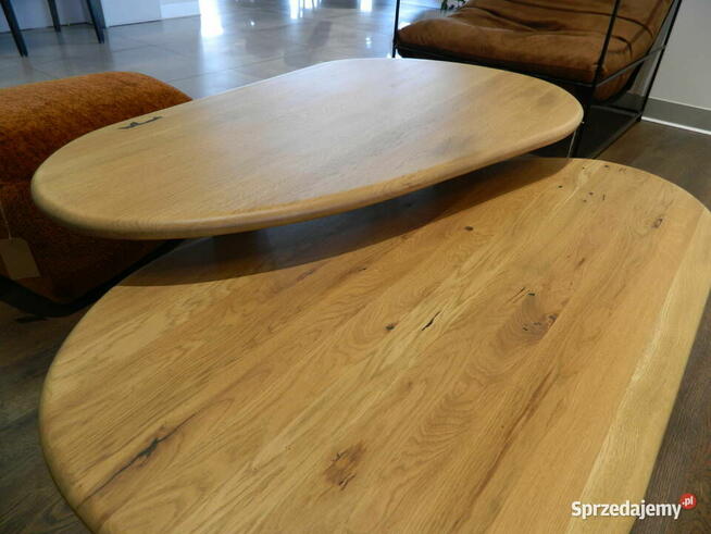 Stoliki, wypoczynek, kawowy, dębowy owalny zestaw 2 sztuki