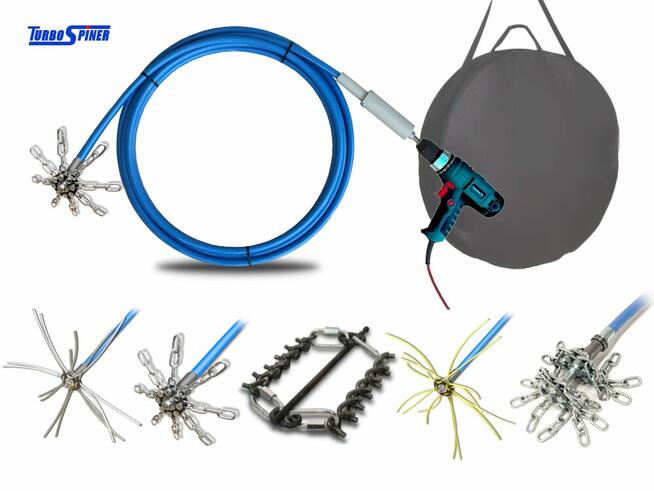 TURBOSPINER Szczotka wycior lanca do czyszczenia komina 12m