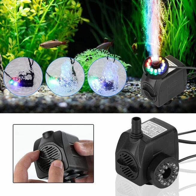 POMPKA Fontanna.Oczko wodne.Akwarium.500l/h .oświetleni12LED