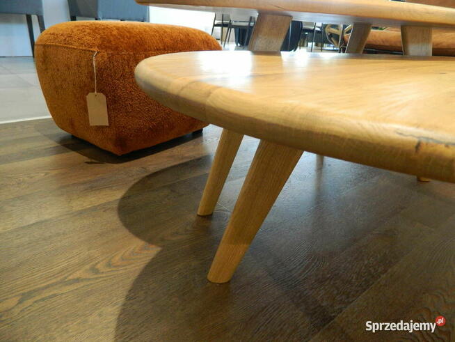 Stoliki, wypoczynek, kawowy, dębowy owalny zestaw 2 sztuki