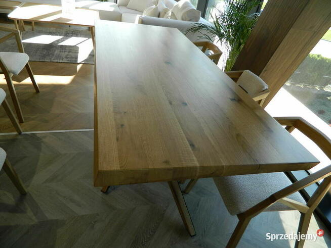 Stół dębowy 220x90cm, lity Dąb Rustyk lakier OKAZJA