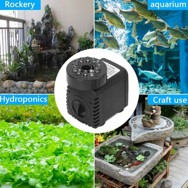 Pompa wody do fontanny.12LED.800l/h.Oczko wody.Staw.wodospad