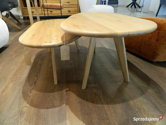 Stoliki, wypoczynek, kawowy, dębowy owalny zestaw 2 sztuki