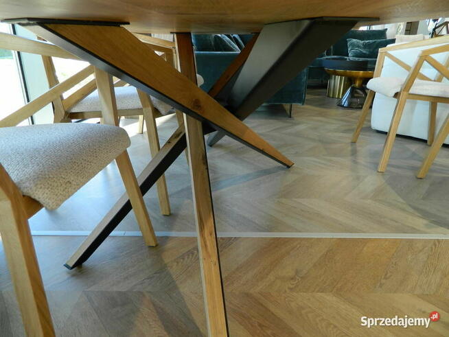 Stół dębowy 220x90cm, lity Dąb Rustyk lakier OKAZJA