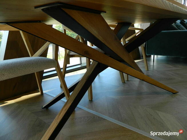 Stół dębowy 220x90cm, lity Dąb Rustyk lakier OKAZJA