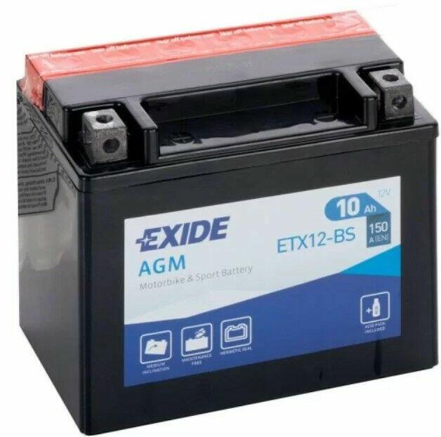 Akumulator motocyklowy EXIDE ETX12-BS YTX12-BS 12V 10Ah 150A