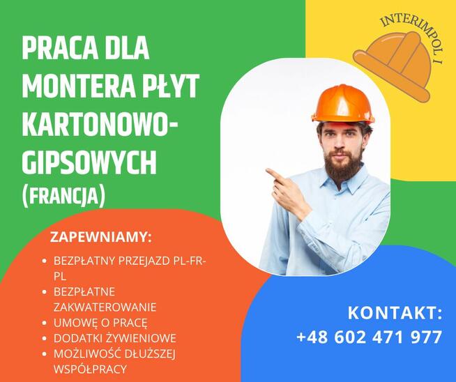 Praca dla monterów gips karton (Francja)