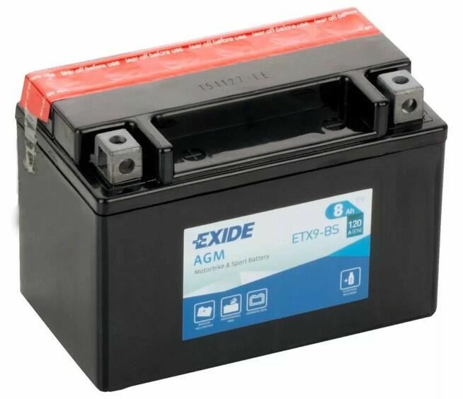 Akumulator motocyklowy EXIDE ETX9-BS YTX9-BS 12V 8Ah 120A EN
