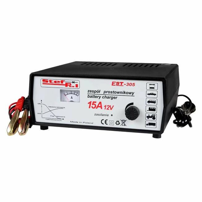 Prostowniki Stef-Pol EST-301, 303, 305 I 12V/6A/12A/15