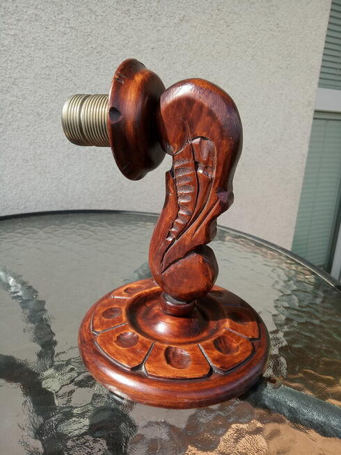 Piękny, rzeźbiony, drewniany kinkiet