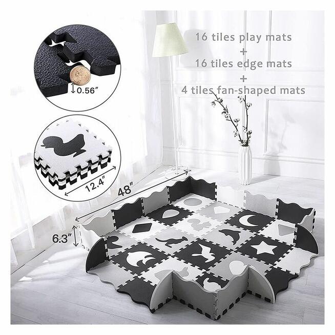 Woopie Baby Mata Piankowa Kontrastowa ze Zwierzętami Puzzle